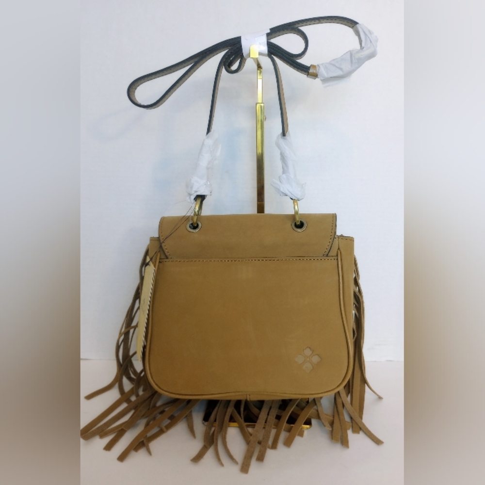 Patricia Nash Nubuck Suede Karissa Crossbody Bag with Fringe, Wheat Tan - Picture 3 of 10
